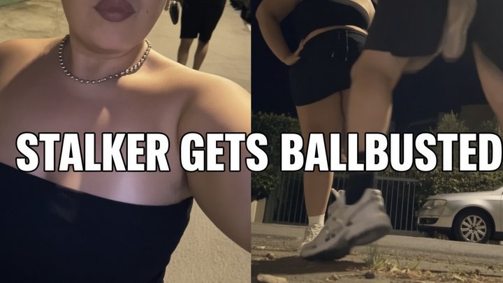 Stalker gets ballbusted