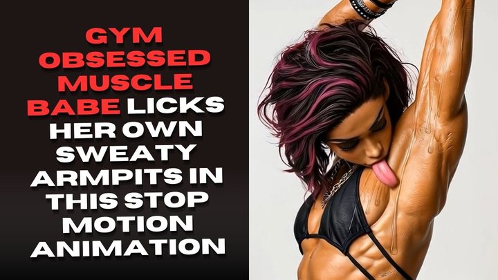Gym obsessed muscle babe licks her own sweaty armpits in this stop motion animat