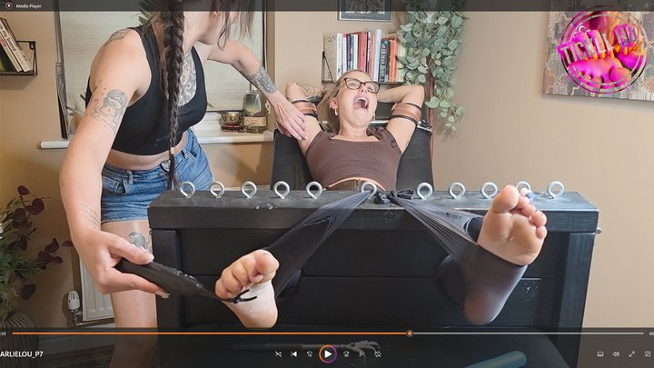 CHARLIE LOU PART 7: ELEKTRA'S DEMISE - NYLON BOUND, FEET SECURED IN THE STOCKS..