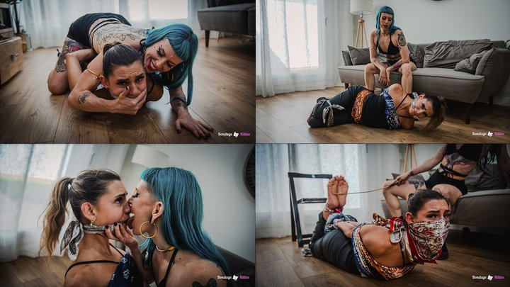 Leather Intruder Bound with Scarves - Spanish (sub:English), MP4 - FULLHD - 1080