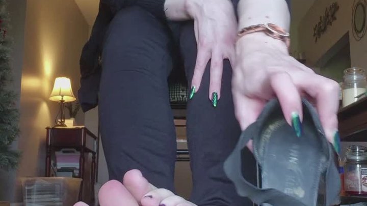 Taking off strappy heels after work