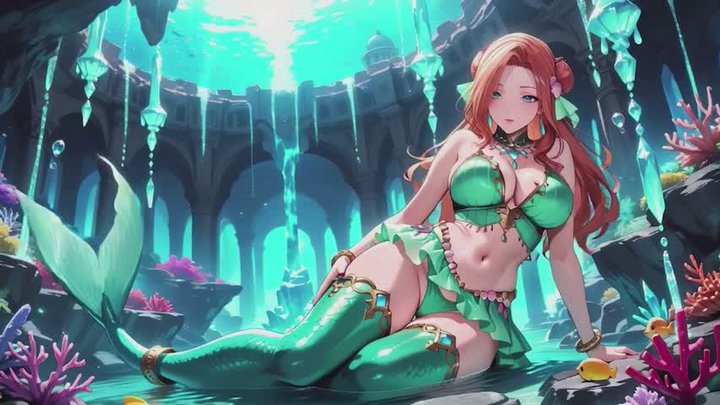 Redhead Mermaid Fantasy! From underwater palace to sun-drenched bedroom, she's n