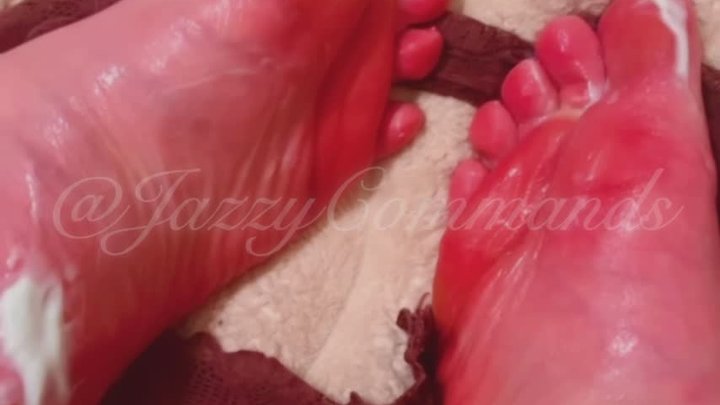 Creamy feet and red panties