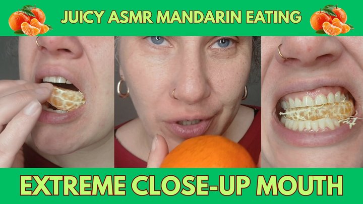 Juicy ASMR Mandarin Eating – Extreme Close-Up Mouth Sounds