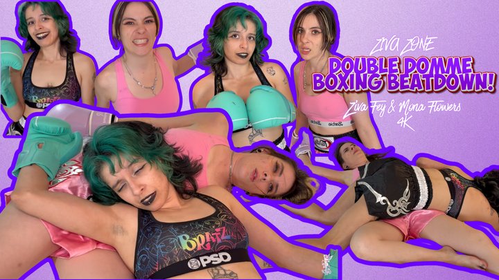 Ziva Fey and Mona Double Domme Beatdown Bedroom Boxing Foot Tease (4K)