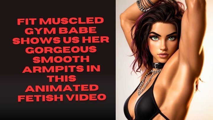 fit muscled gym babe shows us her gorgeous smooth armpits in this animated fetis