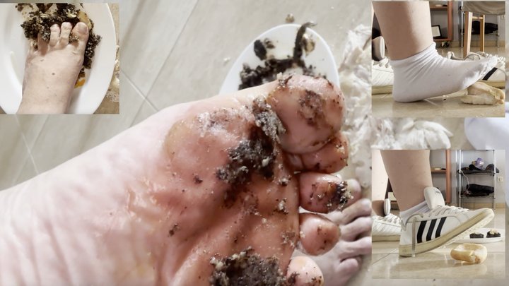 "Smashed Food In Barefoot, White Socks & Sneakers By Man!" - Male Food Destructi