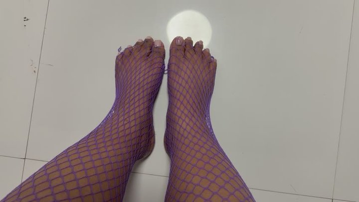 Purple Fishnet Feet — Dominant Top View