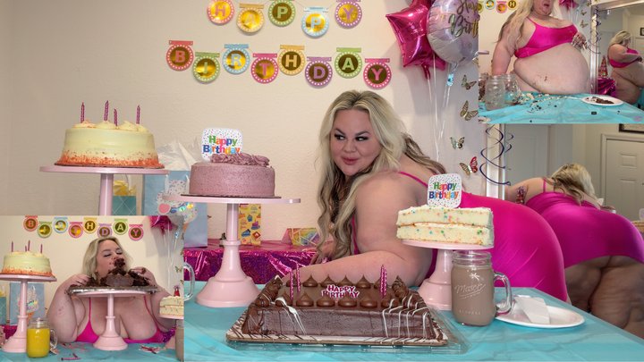 4 Birthday Cakes Binge - Olivia Jaide Messy Cake Stuffing To the Limit