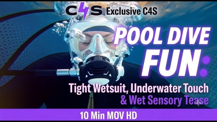 Pool Dive Fun: Tight Wetsuit, Underwater Touch & Wet Sensory Tease - 10 Min MOV 