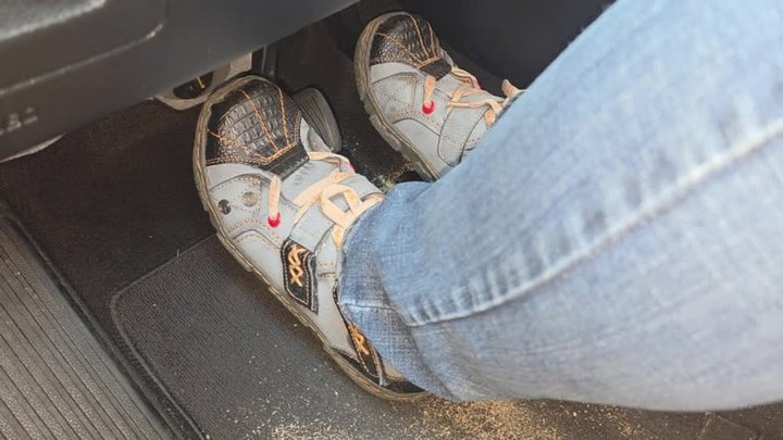 Driving in TMA Eyes sneakers