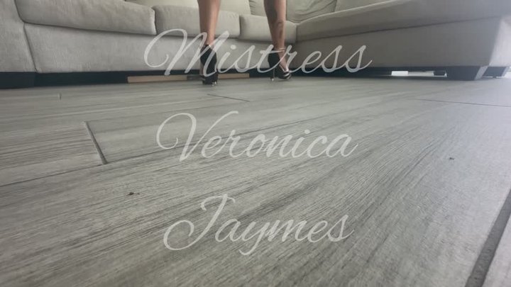 Walking in Gold and Black Heels