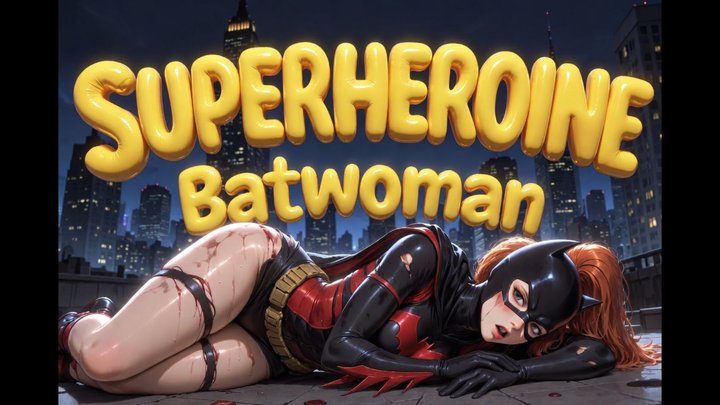 SUPERHEROINES - Batwoman (Kate Kane) – Military Vigilante Pins Him on Rooftop Wi