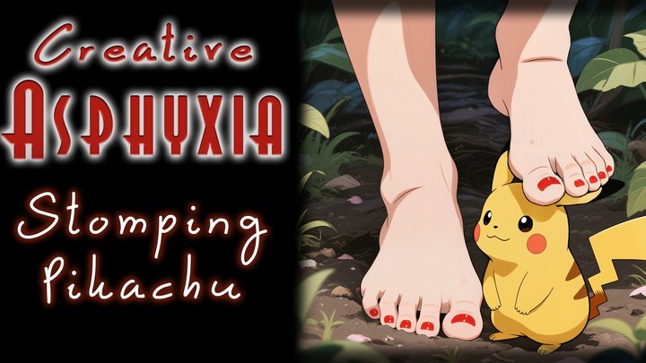 Stomping Pikachu - Giusy squashes her Pikachu under her feet to punish him for h
