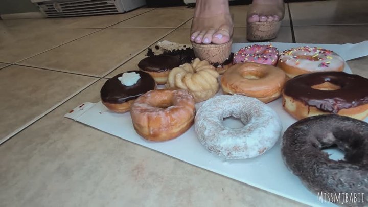 squishing donuts