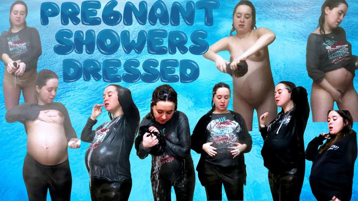 Pregnant Showers Dressed and Undresses Slowly
