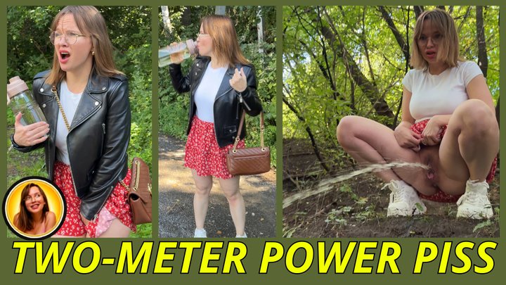 Desperate MILF Two Meter Outdoor Power Piss Fountain