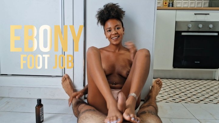 Ebony FootJob Cum