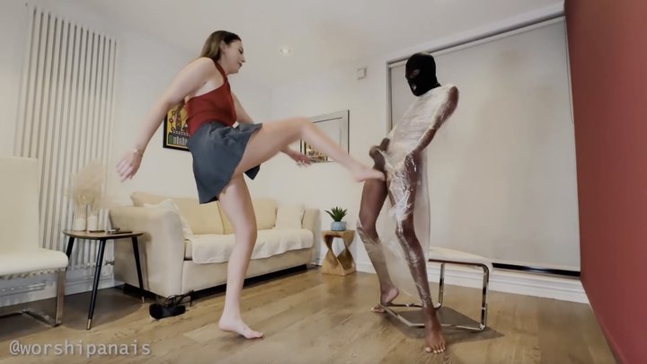 Ballbusting my Cling Film Slave Till They Pop (1080p MP4)