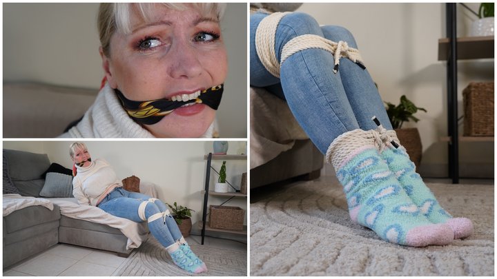 Cowgirl Detective Date Night Intruder Rope Bound and Gagged in Fluffy Socks MP4 