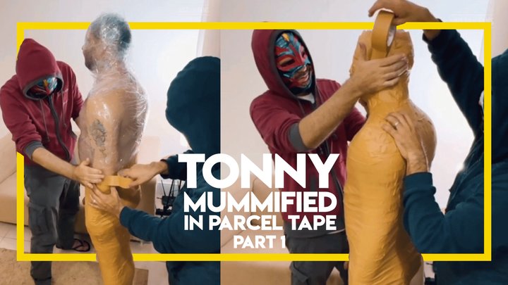 Tonny Mummified in Parcel Tape - Part 1 (1080p) Gay Bondage - Gay Domination - M