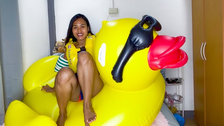 Looner Camylle Sensually Rides Plays Teases And Pops A Huge inflatable Duckling 