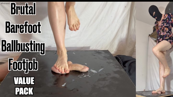 Brutal Barefoot Ball Stomping FJ - I Torment your Cock & Balls under my Natural 