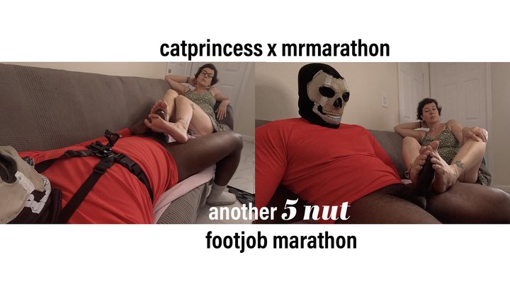 another 5 nuts back to back!! CatPrincess x MrMarathon, sexy size 9 milf feet on
