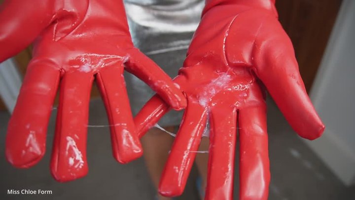 Slave Is Choked, Smothered Before Cummming On Leather Gloves