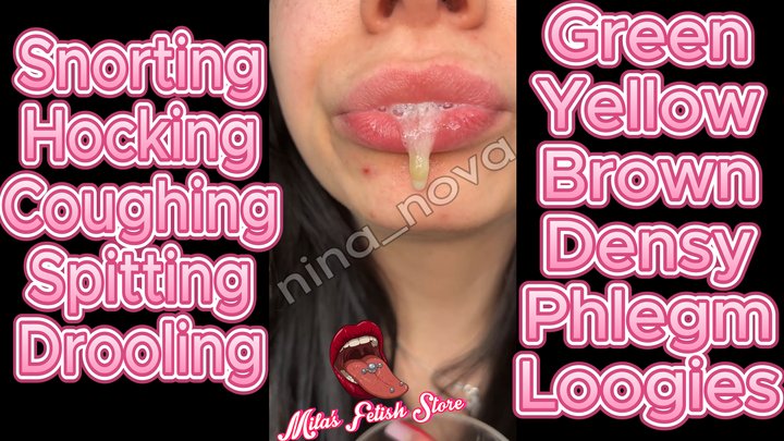 Snorting coughing hocking nasty green thick phlegm mucus and loogies drooling in
