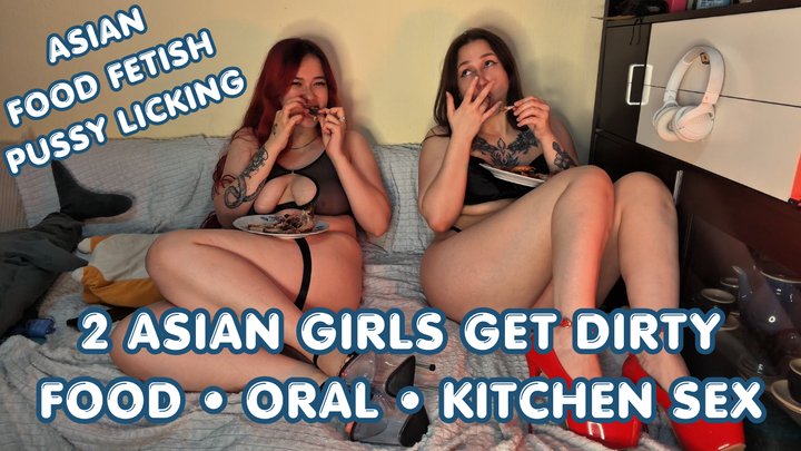 Two Asian Girls Kitchen Sex – Naked Cooking, Food Play & Lesbian Oral