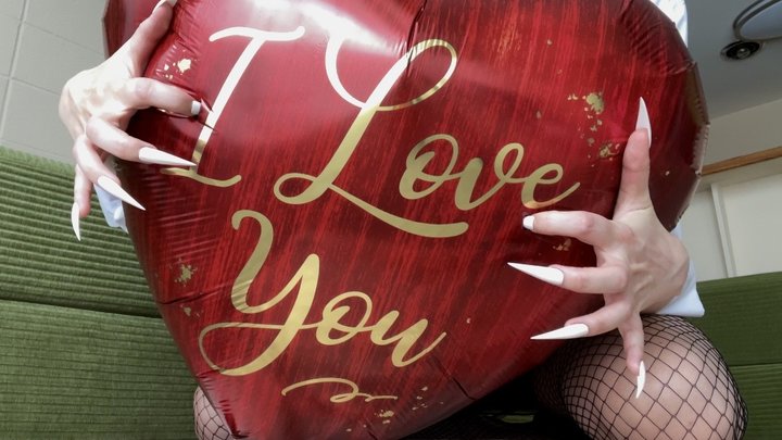 Evil office lady nail & heel pops your mylar heart balloons
