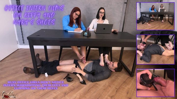 Office Intern Cums on Kiffa and Nara’s Shoes Under the Table - FOOTJOB - FOOT WO
