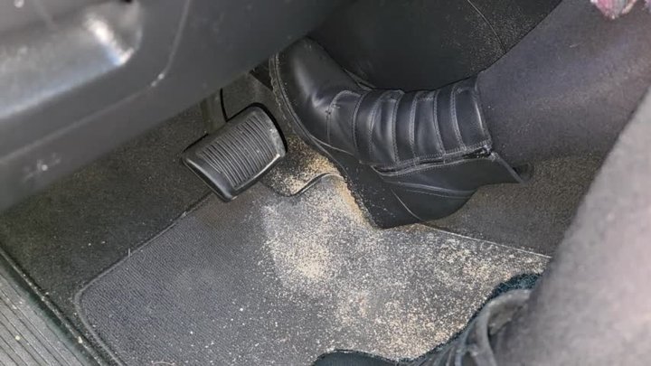 Driving in wedge boots and nylons