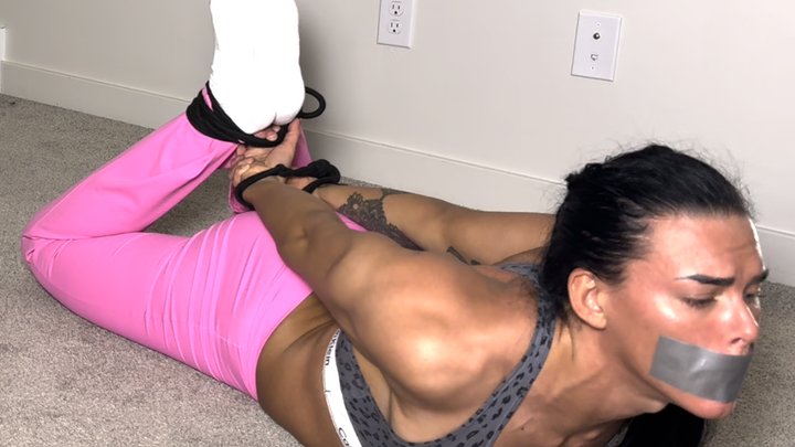 Gagged & Bound Struggling Fitness Girl