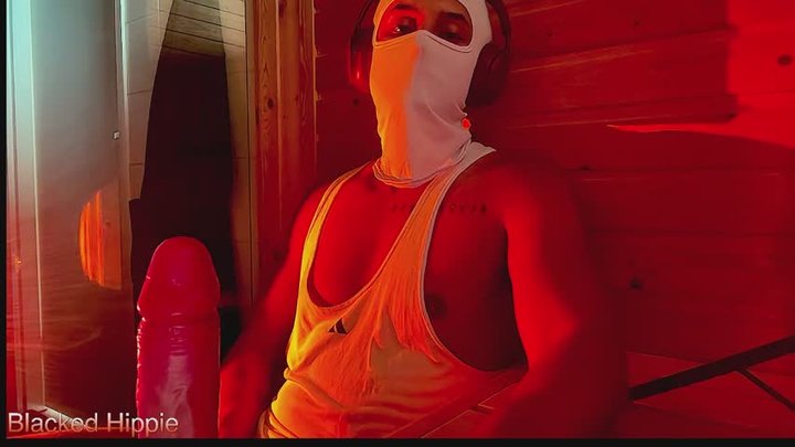 Sauna Gooning Session – My BBC Slathered in Lube, Frotting a Thick Dildo While I