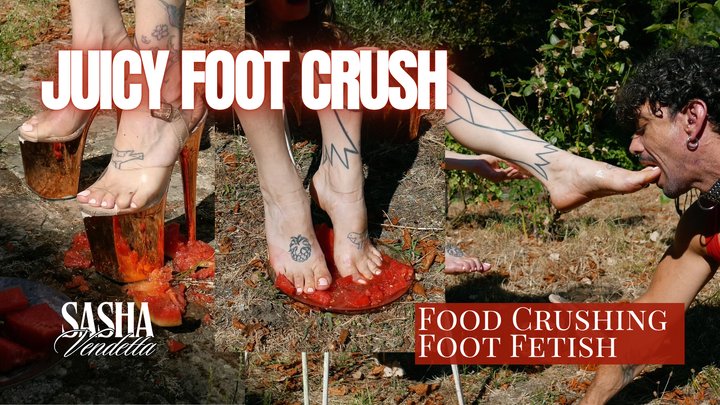 Watermelon FOOD CRUSH - Sasha Vendetta crushes a juicy watermelon with High Heel