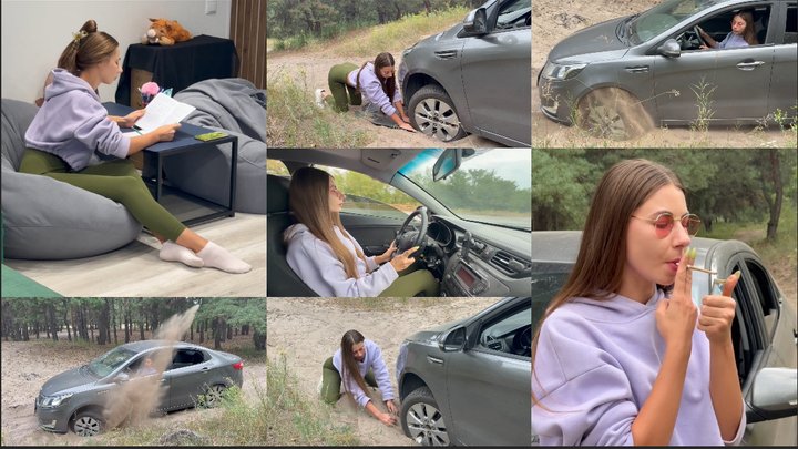 The car got stuck in the sand (custom video)