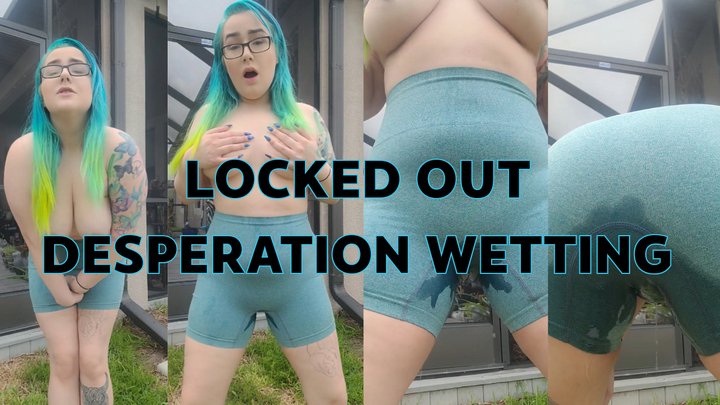 Accidentally Locked Out and Left To Piss Yoga Shorts Desperation Wetting