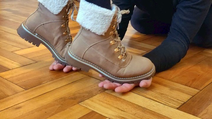 Winter Boots Crush: Full Weight Trampling on My Slave s Hand (fhd)