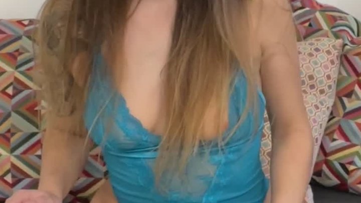 Movie Night Roleplay – Tilly Toy Invites You Over BLUE BODYSUIT Big White Dildo 