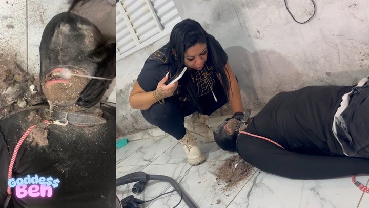 Eating vacuum cleaner dirt - EPISODE 2 (Extreme Humiliation) # 1080HD - Goddess 