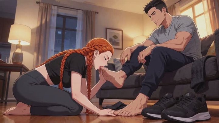 Male Feet Stories #34B: Floor-Bound Devotion to His Sneakers and Soles (Animated