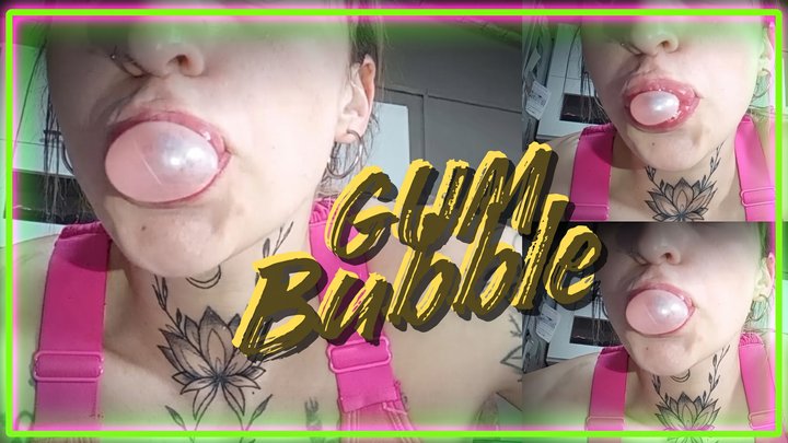 Chewing gum and blowing bubbles