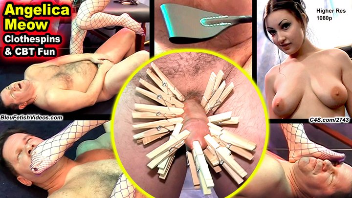 CBT Clothespin Fun with Miss Angelica Meow! This good slave boy has 20 clothespi