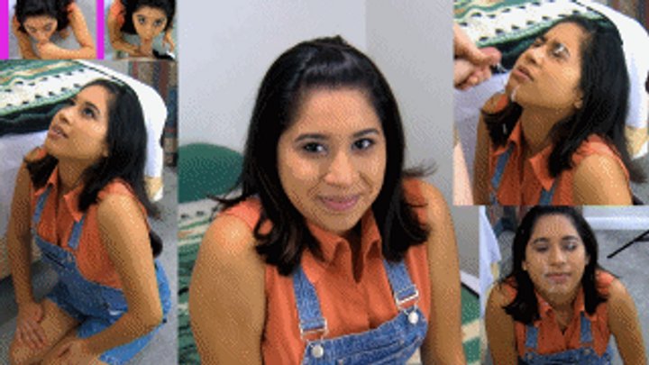 eRica sucks cock and get covered in cum for steak and BJ day in her cute overall