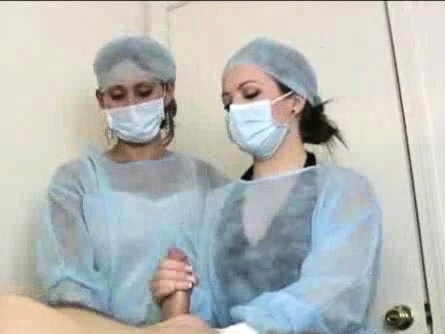 Nurses jerk and suck off Johhny to get a semen sample,
