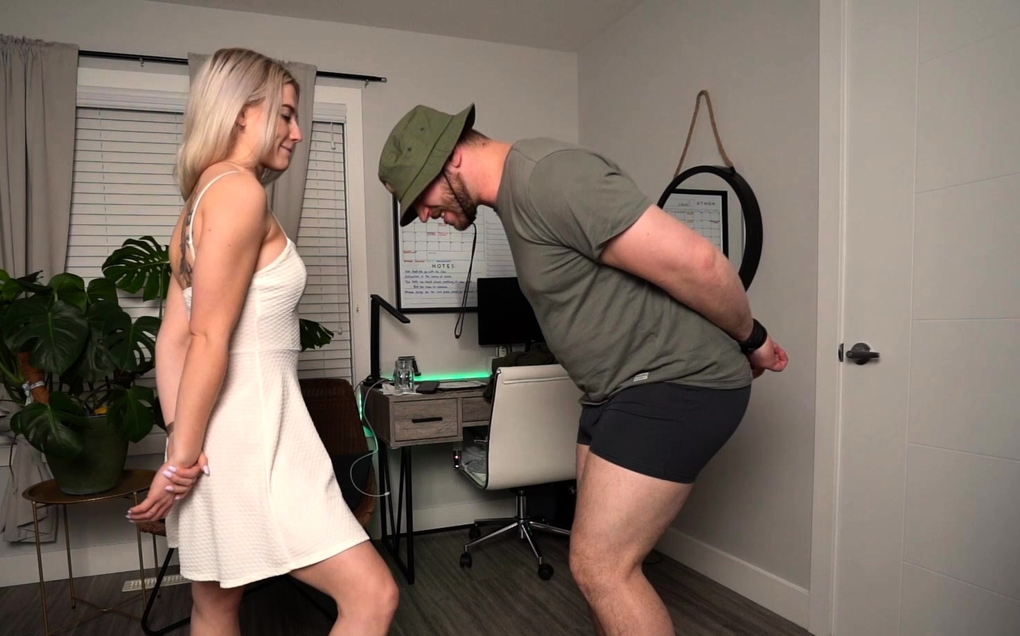 Sexy blonde femdom babes strapon rams fetish ass