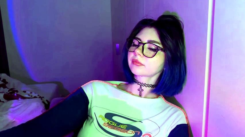 Neon Purple Babe Teasing and Posing in Lingerie