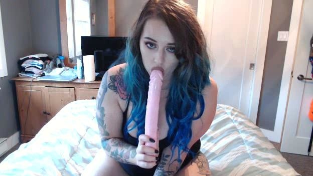 kelly belle riding and deepthroat blue hair